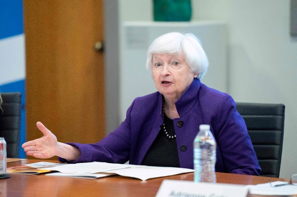 La secretaria del Tesoro de Estados Unidos, Janet Yellen, habla en la Cámara de Comercio de Greater Raleigh el 5 de septiembre de 2024, en Raleigh, Carolina del Norte. Foto Afp