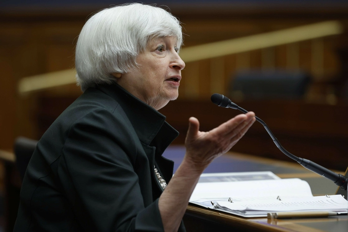 Janet Yellen en el Capitolio esta tarde. Foto Afp