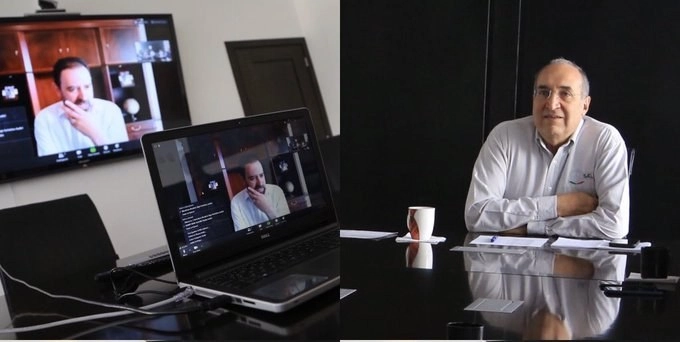 Videoconferencia entre el gobernador de Zacatecas, Alejandro Tello y el secretario de Salud de la entidad, Gilberto Breña Cantú. Foto @GilbertoBreC

