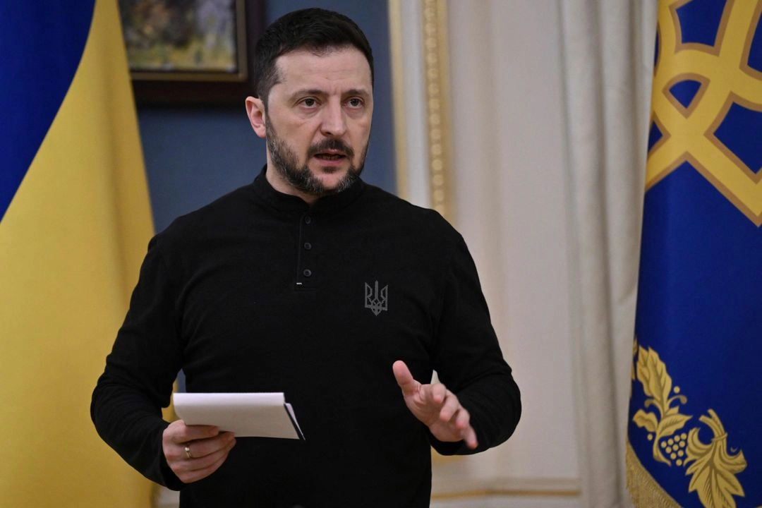 Volodymir Zelensky, presidente de Ucrania, durante una conferencia de prensa en Kiev, el 25 de marzo de 2025. Foto 