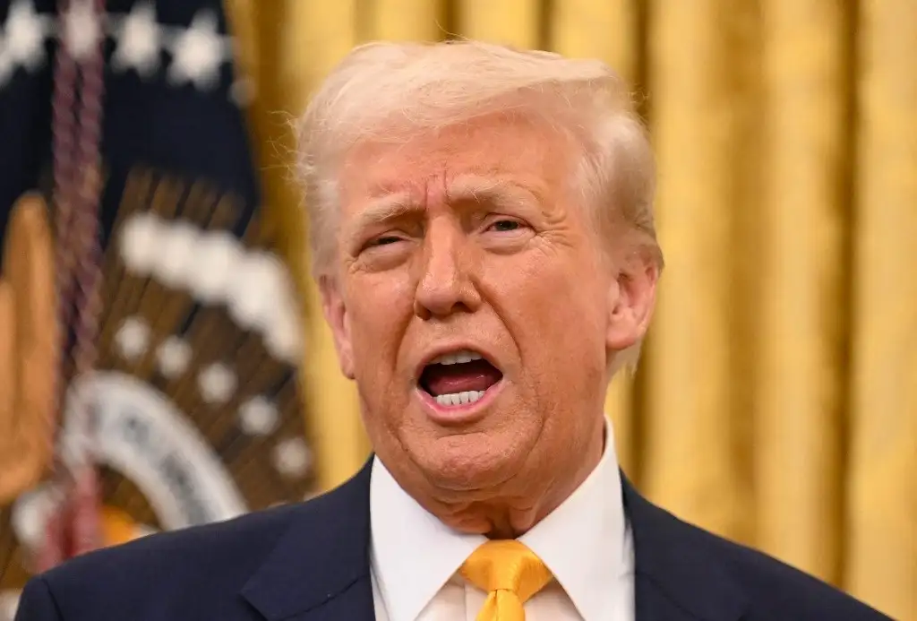 Donald Trump durante una conferencia de prensa en el Despacho Oval de la Casa Blanca. Foto Afp.